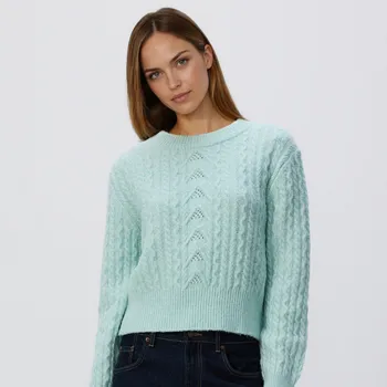 Dámský svetr Reserved - Svetr z&nbsp;dekorativního úpletu - bledá tyrkysová - 459HI-06X - 459HI-06X-M