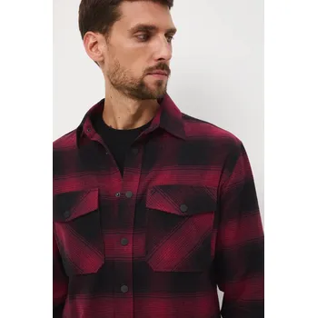 Pánská košile Bavlněná košile Medicine pánská, vínová barva, relaxed, s klasickým límcem RW25-KDM905 83A, vel. S