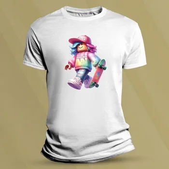 Chlapecké tričko Bavlněné dětské tričko Roblox skejťačka Bílá velikost 128 (7-8 let)