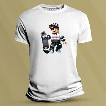 Chlapecké tričko Dětské tričko s potiskem Roblox skejťak 3 Bílá velikost 104 (3-4 roky)