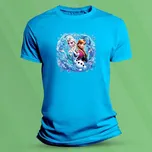 Bavlněné dětské tričko Frozen Elza a Anna velikost 116 Azurová