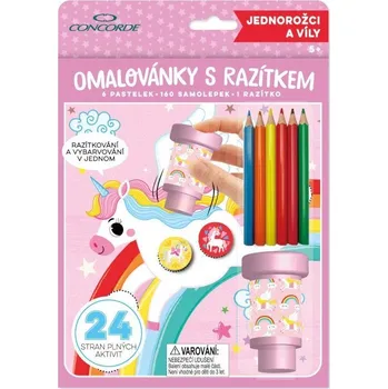 Výtvarná sada Omalovánky s razítkem CONCORDE - Jednorožci a víly