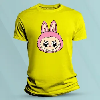 Dětská móda Dětské tričko s potiskem Labubu zubatý Žlutá velikost 104 (3-4 roky)