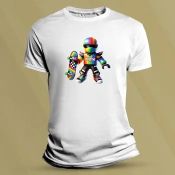 Chlapecké tričko Dětské bavlněné tričko Barevný závodník Roblox Bílá velikost L