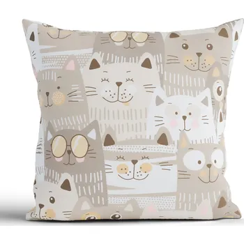 Povlak na dekorativní polštářek Bavlněný povlak na polštář Renforcé 40 × 40 cm - Kočičí invaze