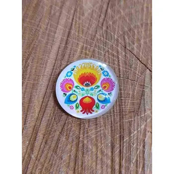 Korálek Skleněné kabošony folklor Ø25 mm žlutý květ