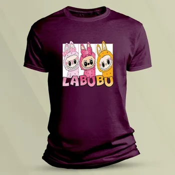 Chlapecké tričko Dětské bavlněné tričko Tři Labubu Vínová velikost S