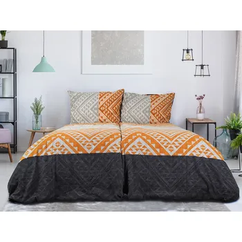 Povlečení B.E.S. - Petrovice, s.r.o. Bavlněné flanelové povlečení české výroby - Etnic Terra Hnědé 140 x 200, 70 x 90 cm zipový uzávěr