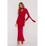 M891 Šaty s řasením a šerpou - červené EU XL