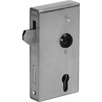 Dveřní kování AMF zámek posuv. brány s pos.zámku a hák.západkou140SNIG,boxst.40,nerezová ocel