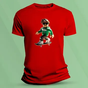 Bavlněné dětské tričko Roblox skejťak 4 Červená velikost 128 (7-8 let)