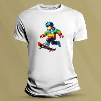 Dětské bavlněné tričko Roblox na skejtu Bílá velikost 128 (7-8 let)