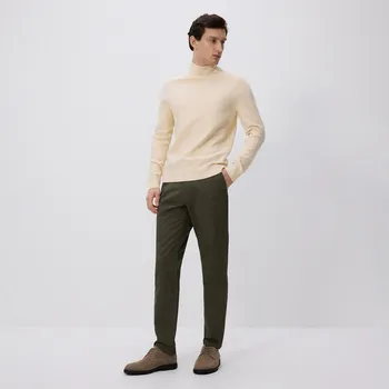 Pánské kalhoty Reserved - Bavlněné kalhoty chino slim - hnědozelená - 254BK-78X - 254BK-78X-31