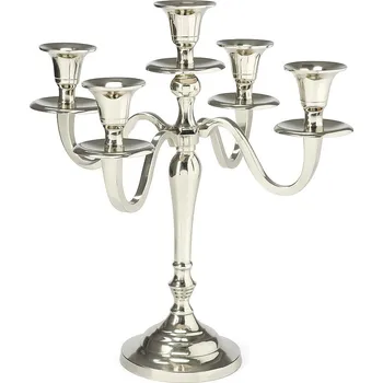 Svícen Home Styling Collection Pětramenný svícen, stříbrný, 30 cm