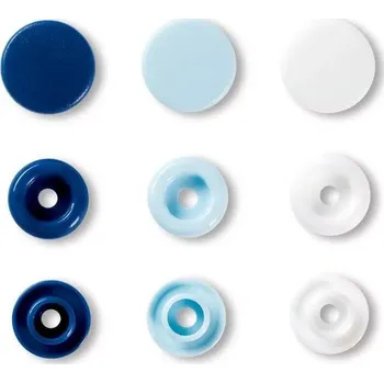 Knoflík Patentky "Color snaps" 12,4mm - PRYM LOVE tvar kolečka barva modrá, bílá