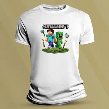 Chlapecké tričko Dětské tričko s potiskem Minecraft Steve a Creeper Bílá velikost S