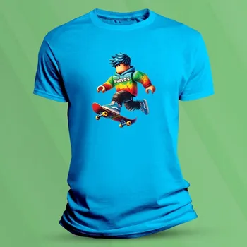 Chlapecké tričko Dětské bavlněné tričko Roblox na skejtu velikost 104 Azurová