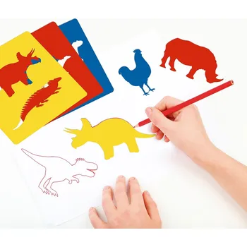 omalovánky Plastové šablony APLI obkreslovací a vybarvovací dinosauři 6ks