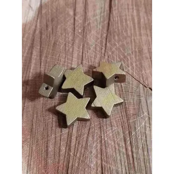 Korálek Dřevěné korálky hvězda metalické Ø19 mm 5 ks barva zlatá