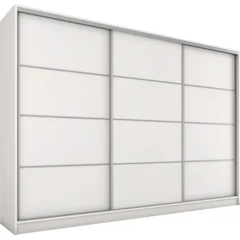 Šatní skříň Šatní skříň LITOLARIS 250 bez zrcadla, se 4 šuplíky a 2 šatními tyčemi, bílý mat +možnost VÝNOSU + PROVĚŘENO zákazníky + vyzvednutí ZDARMA