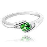 0387 MINET Elegantní stříbrný prsten se zeleným zirkonem Velikost obvod (mm): 45