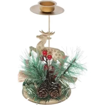 Vánoce Vánoční dekorativní svícen na stůl – zlatý, sob