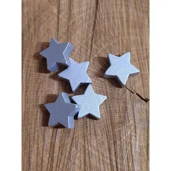 Korálek Dřevěné korálky hvězda metalické Ø19 mm 5 ks barva stříbrná