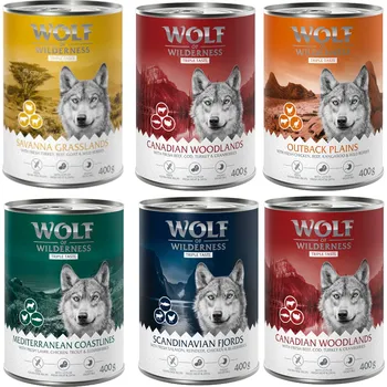 Krmivo pro psa 6x400g Wolf of Wilderness - The Taste Of (5 druhů)