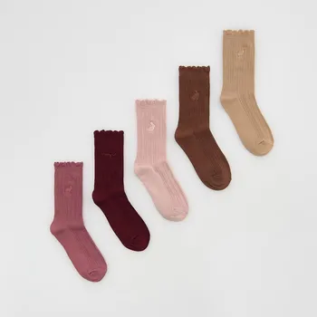 Pánské ponožky Reserved - Dlouhé vyšívané ponožky balení 5 ks - hnědá - 610FA-88X - 610FA-88X-35R