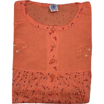 Dámské pyžamo Vn.Lot Dámská bavlněná nadměrná noční košile s krátkým rukávem KIRA Barva: Oranžová, Velikost: 4XL