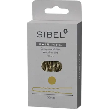 Vlásenky do vlasů profilované, barva zlatá Sibel P005417 - 50 mm / 5 cm - 50 ks