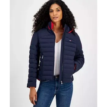 Tommy Hilfiger dámská zimní bunda Hooded Long-Sleeve modrá L