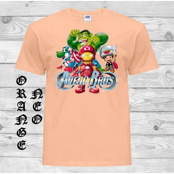 Pánské tričko levne-bavlnene-tricko-potisk-Avengers Barva: Orange neo - matně oranžová, velikost: XL