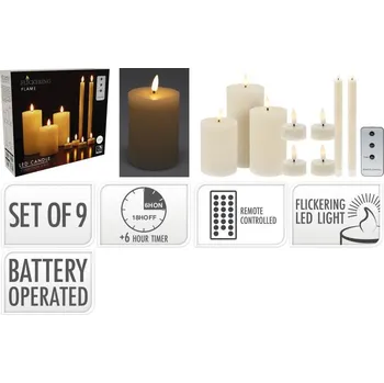 led svíčka Homestyling LED svíčky sada 9 ks s dálkovým ovládáním