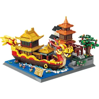 ostatní stavebnice Wange 6232 – Dračí loď na řece Qinhuai | 1353 dílků | Architektonická stavebnice
