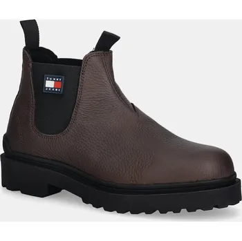 Pánská obuv Kožené kotníkové boty Tommy Jeans TJM CHELSEA LEATHER WL EM0EM01670 hnědá 89X, EUR 42