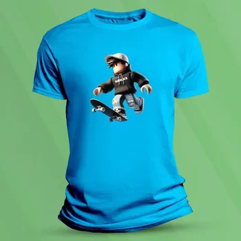 Bavlněné dětské tričko Roblox černý velikost 116 (5-6 let) Azurová