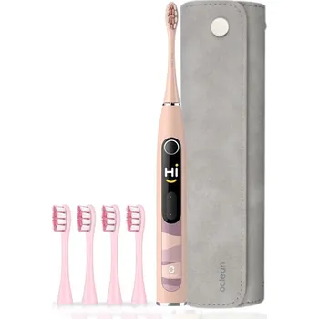 Elektrický zubní kartáček OCLEAN Sada sonický kartáček X10 růžový 4x hlavice P3 růžové a pouzdro