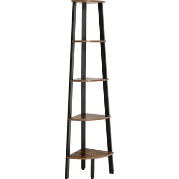 Knihovna Rohový regál TAYLOR 5 polic 159x34 cm, rustikálně hnědý