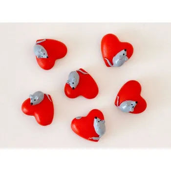 Malované srdíčko s myškou a samolepkou