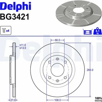 Brzdový kotouč Brzdový kotouč DELPHI BG3421