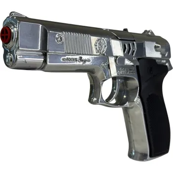 Dětská zbraň Kovová pistole serie 023 na kapslíkové kotoučky chromová s pouzdrem