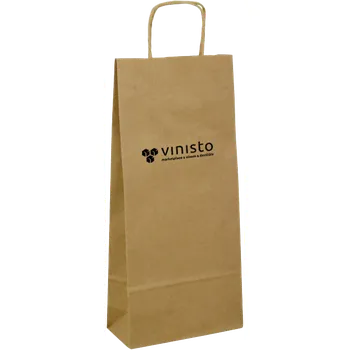 Dárková taška Taška na víno hnědá MOZESA DUO 18x8x39 + černé logo