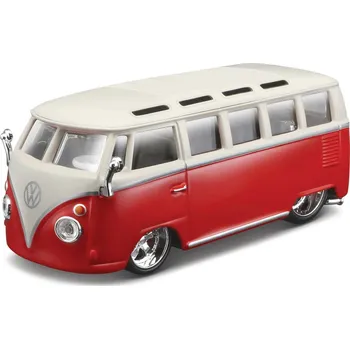 autíčko Bburago Volkswagen Van Samba 1:32 červeno-bílá