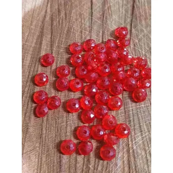 Korálek Plastové korálky ploškované slavík 4x6 mm barva červená