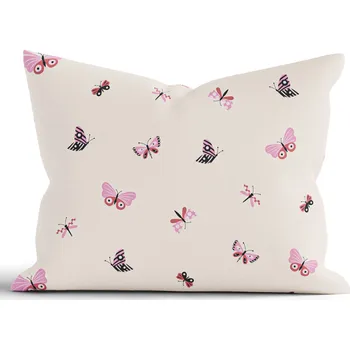 Povlak na polštářek Bavlněný povlak na polštář Renforcé 70 × 90 cm – Motýlci béžové