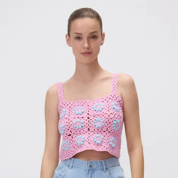 Reserved - Pletené tílko - růžová - ZQ687-30X - ZQ687-30X-S_M