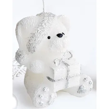 Svíčka Parafínová svíčka TEDDY 15 cm bílá