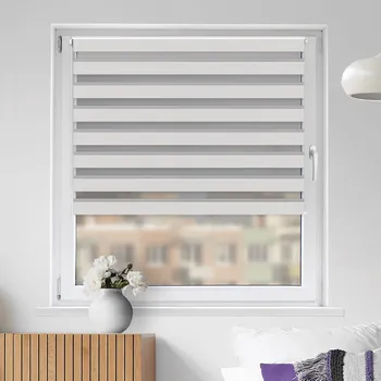 Roleta FEXI Zatemňovací Roleta Den a noc, Zatemňující, Šedobílý melír, P 421 v POLO kazetě, 150x30 cm