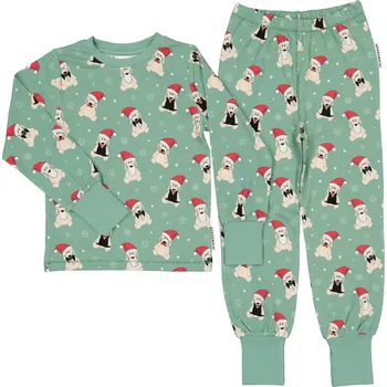 Chlapecké pyžamo GEGGAMOJA Bambusové dětské dvoudílné rostoucí vánoční pyžamo Geggamoja - Christmas Doddi zelená 98/104